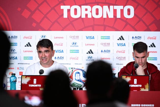 Toronto, Canada, July 26, 2001. BMO Field stadium. press conference, PK, Pressekonferenz with Croatia national football team head coach Zlatko Dalic and Dominik Livakovic the day before the Round of 16 match against Portugal at the FIFA World Cup, WM, Weltmeisterschaft, Fussball Photo: Boris Kovacev CROPIX Copyright: xxBorisxKovacevx hrvatska_press6-010726