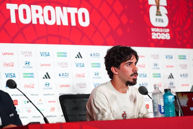 Portugal vs Croatia FIFA World Cup, WM, Weltmeisterschaft, Fussball 2026 Round of 32 press conference, PK, Pressekonferenz Vitinha 23 of Portugal during the 2026 FIFA World Cup MD-1 Press Conference ahead of the Round of 32 match between Portugal and Croatia at Toronto Stadium. on July 1, 2026 in Toronto, Canada. (Photo by Leonardo Ramirez Eyepix Group) Copyright: xLeonardoxRamirezx xEyepixxGroupx LR26062026-01384