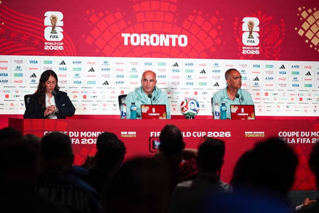 Portugal vs Croatia FIFA World Cup, WM, Weltmeisterschaft, Fussball 2026 Round of 32 press conference, PK, Pressekonferenz Vitinha 23 of Portugal during the 2026 FIFA World Cup MD-1 Press Conference ahead of the Round of 32 match between Portugal and Croatia at Toronto Stadium. on July 1, 2026 in Toronto, Canada. (Photo by Leonardo Ramirez Eyepix Group) Copyright: xLeonardoxRamirezx xEyepixxGroupx LR26062026-01577