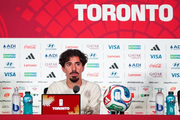 Portugal vs Croatia FIFA World Cup, WM, Weltmeisterschaft, Fussball 2026 Round of 32 press conference, PK, Pressekonferenz Vitinha 23 of Portugal during the 2026 FIFA World Cup MD-1 Press Conference ahead of the Round of 32 match between Portugal and Croatia at Toronto Stadium. on July 1, 2026 in Toronto, Canada. (Photo by Leonardo Ramirez Eyepix Group) Copyright: xLeonardoxRamirezx xEyepixxGroupx LR26062026-01342
