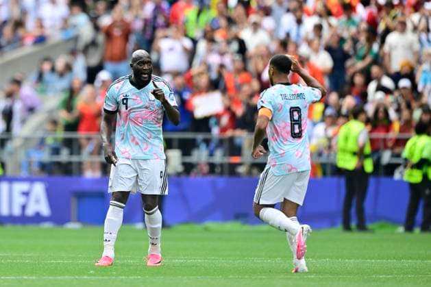 Belgium vs Senegal - 2026 FIFA World Cup, WM, Weltmeisterschaft, Fussball SEATTLE, USA - JULY 01 : Lukaku Romelu forward of Belgium, Tielemans Youri midfielder of Belgium celebrates after scoring during the FIFA World Cup 2026 Round of 32 match between Belgium and Senegal at the Lumen Field stadium on July 01, 2026 in Seattle, USA, 15 06 2026 Seattle United States of America  Copyright: xJanxDexMeuleneirx