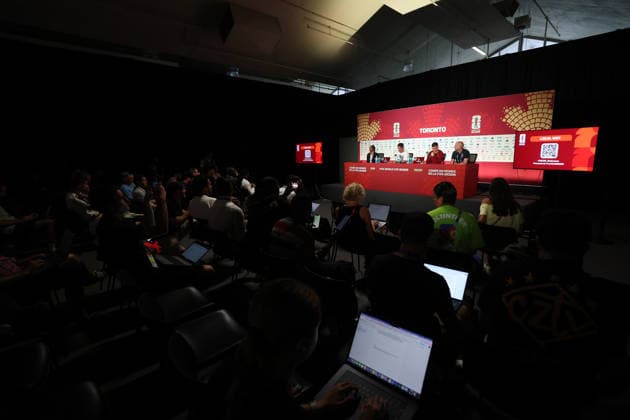 Croatia Training And press conference, PK, Pressekonferenz - FIFA World Cup, WM, Weltmeisterschaft, Fussball 2026 Head Coach of Croatia Zlatko Dalic, Dominik Livakovic of Croatia and Head of communications at Croatian Football Federation Tomislav Pacak attend the press conference one day ahead of the FIFA World Cup 2026 Round of 32 match between Portugal and Croatia at training ground Centennial Park on July 01, 2026 in Toronto, Ontario.  SanjinxStrukic PIXSELL