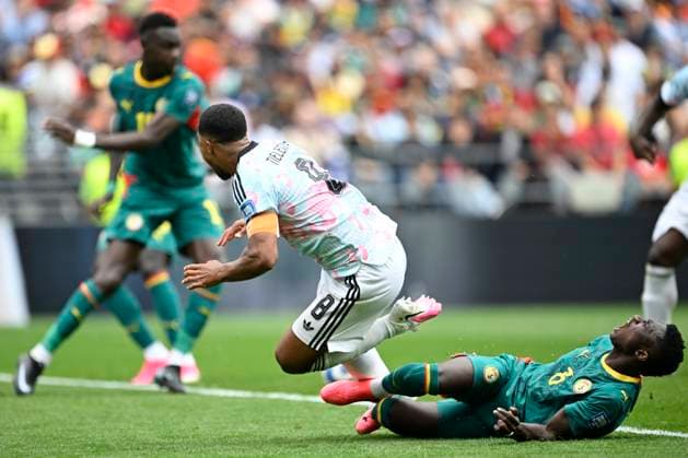 Belgium vs Senegal - 2026 FIFA World Cup, WM, Weltmeisterschaft, Fussball SEATTLE, USA - JULY 01 : Camara Lamine midfielder of Senegal, Tielemans Youri midfielder of Belgium during the FIFA World Cup 2026 Round of 32 match between Belgium and Senegal at the Lumen Field stadium on July 01, 2026 in Seattle, USA, 15 06 2026 Seattle United States of America  Copyright: xNicoxVereeckenx