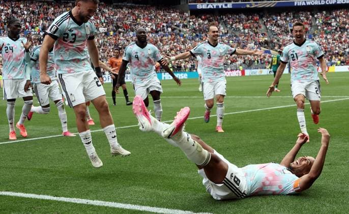 Belgium s Youri Tielemans celebrates after scoring from penalty during a soccer game between Belgian national team, Nationalteam Red Devils and Senegal, on Wednesday 01 July 2026, at the Seattle Field, in Seattle, a 1 16 finals game in the FIFA World Cup, WM, Weltmeisterschaft, Fussball 2026. BRUNOxFAHY  x180127430x