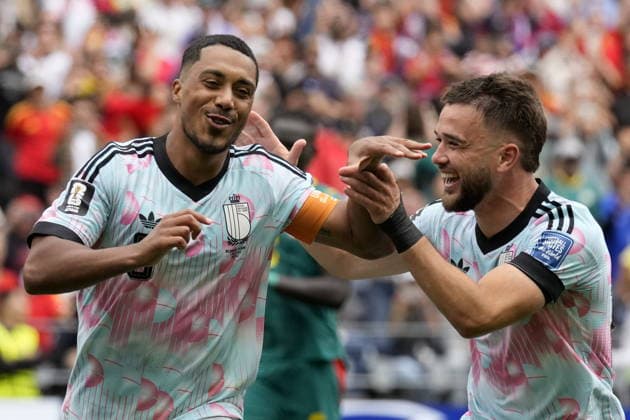 FIFA World Cup, WM, Weltmeisterschaft, Fussball 2026 - Round of 32 - Belgium vs Senegal Youri Tielemans of Belgium celebrates scoring the 3-2 goal during the FIFA World Cup 2026 Round of 32 match Belgium against Senegal, in Seattle, Washington, USA, 01 July 2026. SEATTLE United States  Copyright: xSTEPHENxBRASHEARx