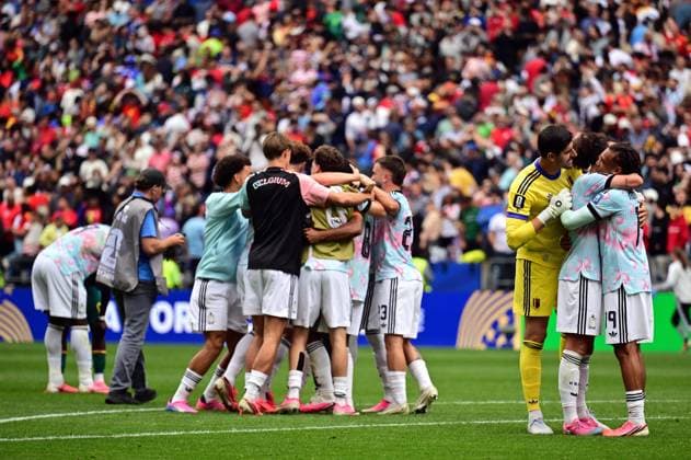 Belgium s players celebrate after winning a soccer game between Belgian national team, Nationalteam Red Devils and Senegal, on Wednesday 01 July 2026, at the Seattle Field, in Seattle, a 1 16 finals game in the FIFA World Cup, WM, Weltmeisterschaft, Fussball 2026. DIRKxWAEM  x180128302x