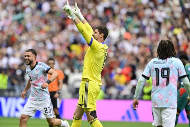 Belgium vs Senegal - 2026 FIFA World Cup, WM, Weltmeisterschaft, Fussball SEATTLE, USA - JULY 01 : Courtois Thibaut goalkeeper of Belgium celebrates during the FIFA World Cup 2026 Round of 32 match between Belgium and Senegal at the Lumen Field stadium on July 01, 2026 in Seattle, USA, 15 06 2026 Seattle United States of America  Copyright: xJanxDexMeuleneirx