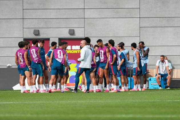Ahead of Portugal v Croatia - 2026 FIFA World Cup, WM, Weltmeisterschaft, Fussball TORONTO, CANADA - JULY 1: Players of Portugal attend a training session one day ahead of their round of 32 match against Croatia at the 2026 FIFA World Cup in Toronto, Ontario, Canada on July 1, 2026. Mert Alper Dervis Anadolu Ontario Canada. Editorial use only. Please get in touch for any other usage.  Copyright: x2026xAnadoluxMertxAlperxDervisx