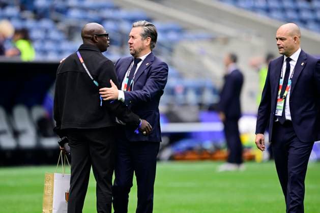 Belgium vs Senegal - 2026 FIFA World Cup, WM, Weltmeisterschaft, Fussball SEATTLE, USA - JULY 01 : Fadiga and Mannaert Vincent sports director of Royal Belgian Football Federation during the FIFA World Cup 2026 Round of 32 match between Belgium and Senegal at the Lumen Field stadium on July 01, 2026 in Seattle, USA, 15 06 2026 Seattle United States of America  Copyright: xJanxDexMeuleneirx