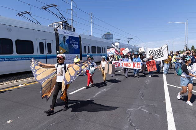 CA: USA vs Bosnia and Herzegovina Round Of 32 - FIFA World Cup, WM, Weltmeisterschaft, Fussball 2026 ICE protesters walk the street outside the FIFA World Cup 2026 - Round Of 32 Match between USA vs Bosnia and Herzegovina at San Francisco Bay Area Stadium, aka Levi s Stadium on July 1, 2026 in Santa Clara, California. Santa Clara San Francisco Bay Area Stadium California United States Copyright: xCxFlanigan imageSPACEx
