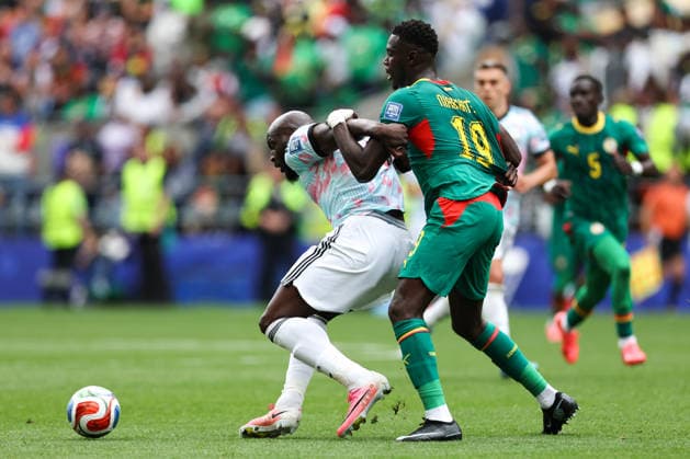 SEATTLE, WA - JULY 01: Forward Romelu Lukaku 9 of Belgium and defender Moussa Niakhate 19 of Senegal battle for possession during the FIFA World Cup, WM, Weltmeisterschaft, Fussball 2026 Round of 32 match between Belgium and Senegal on July 1, 2026 at Seattle Stadium in Seattle, Washington. (Photo by Henry Rodenburg Icon Sportswire) SOCCER: JUL 01 FIFA World Cup 26 Round of 32 - Belgium v Senegal EDITORIAL USE ONLY Icon260701021