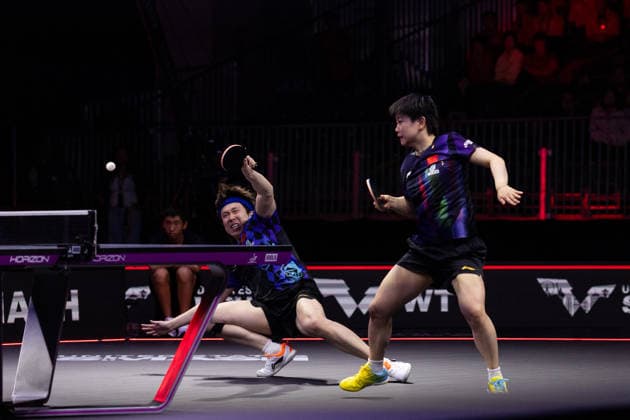 LOS ANGELES, CALIFORNIA - JULY 01: Wang Chuqin and Sun Yingsha of China compete in the Mixed Doubles Quarterfinal match against Alexis Lebrun of France and Satsuki Odo of Japan on day 6 of United States Smash 2026 at Ontario Convention Center on July 1, 2026 in Los Angeles, California.  Copyright: xVCGx 111651741628