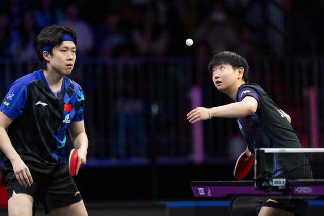 LOS ANGELES, CALIFORNIA - JULY 01: Wang Chuqin and Sun Yingsha of China compete in the Mixed Doubles Quarterfinal match against Alexis Lebrun of France and Satsuki Odo of Japan on day 6 of United States Smash 2026 at Ontario Convention Center on July 1, 2026 in Los Angeles, California.  Copyright: xVCGx 111651741629