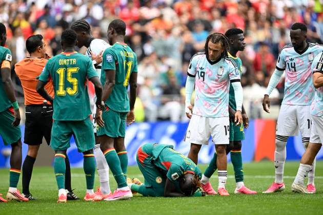Belgium vs Senegal - 2026 FIFA World Cup, WM, Weltmeisterschaft, Fussball SEATTLE, USA - JULY 01 : Ciss Pathe midfielder of Senegal stays on the penalty point during the FIFA World Cup 2026 Round of 32 match between Belgium and Senegal at the Lumen Field stadium on July 01, 2026 in Seattle, USA, 15 06 2026 Seattle United States of America  Copyright: xNicoxVereeckenx