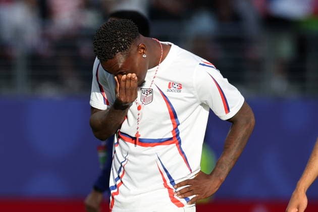 FIFA World Cup, WM, Weltmeisterschaft, Fussball 2026 - Round of 32 - USA vs Bosnia and Herzegovina Folarin Balogun of USA cries after winning the FIFA World Cup 2026 Round of 32 match USA against Bosnia and Herzegovina, in San Francisco, Califronia, USA, 01 July 2026. SANTA CLARA United States  Copyright: xBENJAMINxFANJOYx
