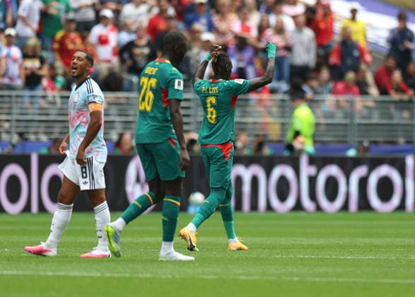 (260702) -- SEATTLE, July 2, 2026 -- Pathe Ciss of Senegal (1st R) reacts during the round of 32 match between Belgium and Senegal at the 2026 FIFA World Cup, WM, Weltmeisterschaft, Fussball at Seattle Stadium in Seattle, the United States, July 1, 2026. ) (SP)U.S.-SEATTLE-FOOTBALL-FIFA WORLD CUP-ROUND OF 32-BEL VS SEN BaixXuefei 