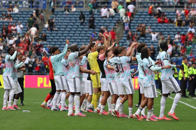 (260702) -- SEATTLE, July 2, 2026 -- Players of Belgium celebrates after winning the round of 32 match between Belgium and Senegal at the 2026 FIFA World Cup, WM, Weltmeisterschaft, Fussball at Seattle Stadium in Seattle, the United States, July 1, 2026. ) (SP)U.S.-SEATTLE-FOOTBALL-FIFA WORLD CUP-ROUND OF 32-BEL VS SEN BaixXuefei 