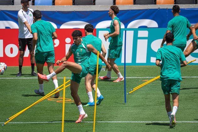 (260702) -- HOUSTON, July 2, 2026 -- Players of Morocco attend a training session ahead of the round of 16 match between Canada and Morocco at the 2026 FIFA World Cup, WM, Weltmeisterschaft, Fussball in Houston, the United States, July 1, 2026. ) (SP)U.S.-HOUSTON-FOOTBALL-FIFA WORLD CUP-TRAINING-MOROCCO XiaoxYijiu 