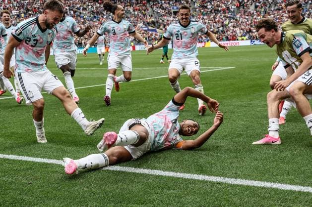 Belgium s Youri Tielemans celebrates after scoring during a soccer game between Belgian national team, Nationalteam Red Devils and Senegal, on Wednesday 01 July 2026, at the Seattle Field, in Seattle, a 1 16 finals game in the FIFA World Cup, WM, Weltmeisterschaft, Fussball 2026. BRUNOxFAHY  x180135508x