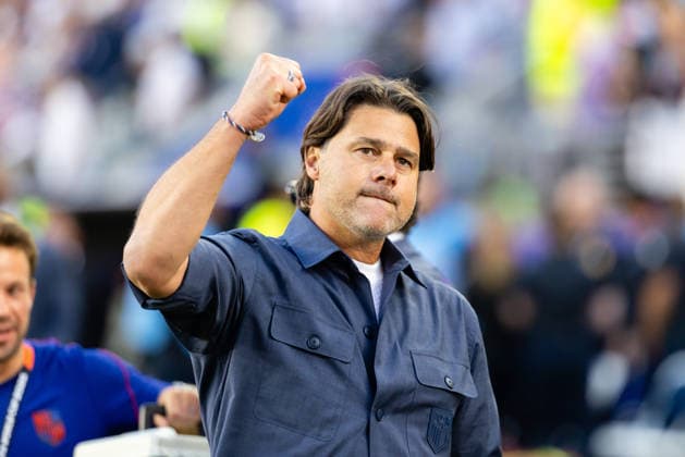 SANTA CLARA, CA - JULY 01: Head coach Mauricio Pochettino of United States of America celebrates after a win in the FIFA World Cup, WM, Weltmeisterschaft, Fussball 2026 Round of 32 match between United States of America and Bosnia and Herzegovina on July 1, 2026 at San Francisco Bay Area Stadium in Santa Clara, CA. (Photo by Matthew Huang Icon Sportswire) SOCCER: JUL 01 FIFA World Cup 26 Round of 32 - USA v Bosnia and Herzegovina EDITORIAL USE ONLY Icon260701062