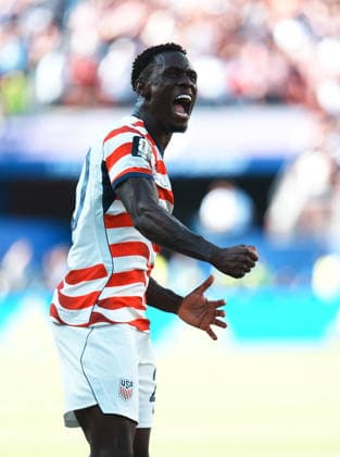 (260702) -- SAN FRANCISCO, July 2, 2026 -- Folarin Balogun of the United States celebrates after scoring during the round of 32 match between the United States and Bosnia and Herzegovina at the 2026 FIFA World Cup, WM, Weltmeisterschaft, Fussball at San Francisco Bay Area Stadium in San Francisco, the United States, July 1, 2026. ) (SP)U.S.-SAN FRANCISCO-FOOTBALL-FIFA WORLD CUP-ROUND OF 32-USA VS BIH XuxChang 