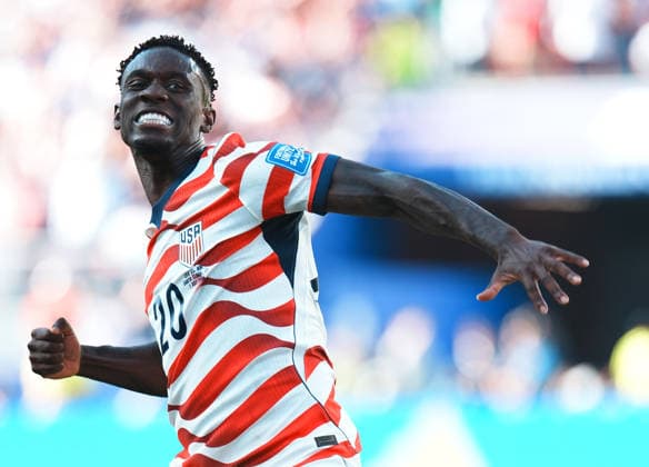 (260702) -- SAN FRANCISCO, July 2, 2026 -- Folarin Balogun of the United States celebrates after scoring during the round of 32 match between the United States and Bosnia and Herzegovina at the 2026 FIFA World Cup, WM, Weltmeisterschaft, Fussball at San Francisco Bay Area Stadium in San Francisco, the United States, July 1, 2026. ) (SP)U.S.-SAN FRANCISCO-FOOTBALL-FIFA WORLD CUP-ROUND OF 32-USA VS BIH XuxChang 