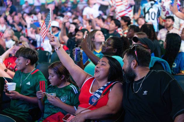 July 1, 2026, Dallas, Texas, USA: A fan reacts to a round of 32 game between the United States and Bosnia and Herzegovina at the FIFA Fest in Dallas, Texas. The United States moves on to the round of 16 after defeating Bosnia and Herzegovina, 2-0. World Cup 2026: Watch Party: USA Vs Bosnia And Herzegovina  - ZUMAh193 20260701_zsp_h193_022 Copyright: xDanielxMcGregor-Huyerx