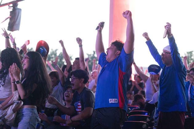 July 1, 2026, Dallas, Texas, USA: Fans react to a round of 32 game between the United States and Bosnia and Herzegovina at the FIFA Fest in Dallas, Texas. The United States moves on to the round of 16 after defeating Bosnia and Herzegovina, 2-0. World Cup 2026: Watch Party: USA Vs Bosnia And Herzegovina  - ZUMAh193 20260701_zsp_h193_011 Copyright: xDanielxMcGregor-Huyerx