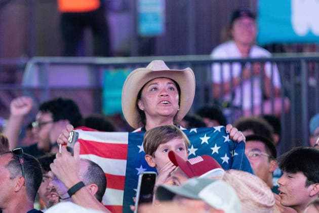 July 1, 2026, Dallas, Texas, USA: A fan reacts to a round of 32 game between the United States and Bosnia and Herzegovina at the FIFA Fest in Dallas, Texas. The United States moves on to the round of 16 after defeating Bosnia and Herzegovina, 2-0. World Cup 2026: Watch Party: USA Vs Bosnia And Herzegovina  - ZUMAh193 20260701_zsp_h193_013 Copyright: xDanielxMcGregor-Huyerx