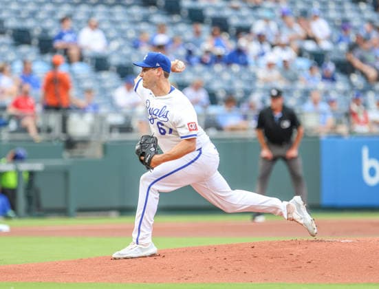 JULY 1, 2026: Kansas City Royals starting pitcher Seth Lugo (67) throws a pitch in the 1st inning against the Tampa Bay Rays at Kauffman Stadium in Kansas City, MO. CSM MLB, Baseball Herren, USA 2026: Rays Vs Royals Jul 1st  - ZUMAc04_ 20260701_zma_c04_033 Copyright: xRomanxPunox