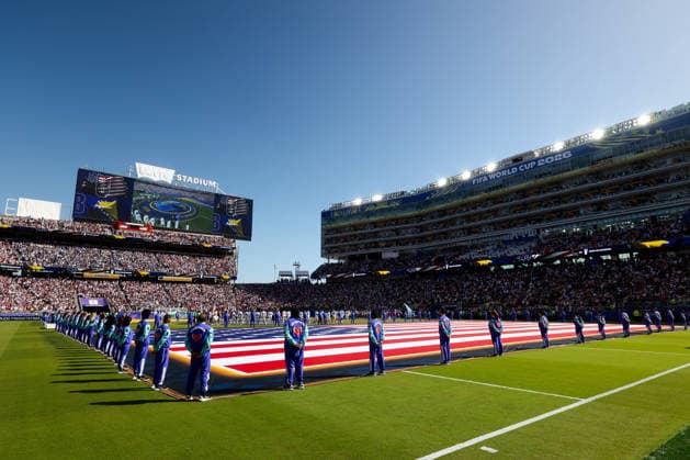 July 1, 2026, Santa Clara, California, USA: Santa Clara, USA - July 1 2026: National anthems before a FIFA World Cup, WM, Weltmeisterschaft, Fussball R32 match between United States and Bosnia-Herzegovina at San Francisco Bay Area Stadium Santa Clara USA - ZUMAp121 20260701_zsp_p121_080 Copyright: xChrisxPutnamx