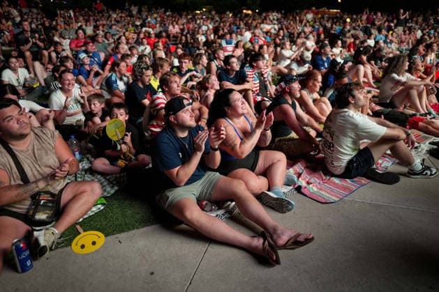 July 1, 2026, Nashville, Tennessee, USA: Fans react after the USA defeated Bosnia in the FIFA World Cup, WM, Weltmeisterschaft, Fussball Round of 32 match during a watch party at Geodis Park. FIFA World Cup Reaction: USA VS. Bosnia  - ZUMAh237 20260701_zsp_h237_012 Copyright: xCamdenxHallx
