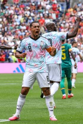 Belgium s Youri Tielemans celebrates after scoring during a soccer game between Belgian national team, Nationalteam Red Devils and Senegal, on Wednesday 01 July 2026, at the Seattle Field, in Seattle, a 1 16 finals game in the FIFA World Cup, WM, Weltmeisterschaft, Fussball 2026. BRUNOxFAHY  x180138709x