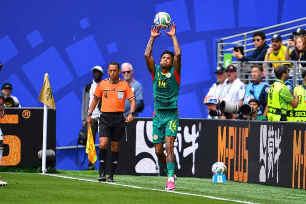 July 01, 2026: Senegal defender Ismail Jakobs (14) throws the ball in during the FIFA World Cup, WM, Weltmeisterschaft, Fussball knockout round of 32 match between Belgium and Senegal in Seattle, WA.Belgium defeated Senegal 3-2 on a penalty kick near the end of the second overtime period. CSM FIFA World Cup 2026: JUL 01 Belgium Vs Senegal  - ZUMAc04_ 20260701_zma_c04_074 Copyright: xStevexFaberx