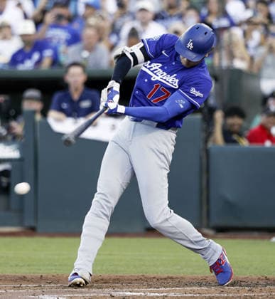 Baseball: Dodgers vs. Athletics Los Angeles Dodgers designated hitter Shohei Ohtani grounds out in the second inning of a baseball game against the Athletics at Sutter Health Park in West Sacramento, California, on July 1, 2026.  A14AA0005621196P