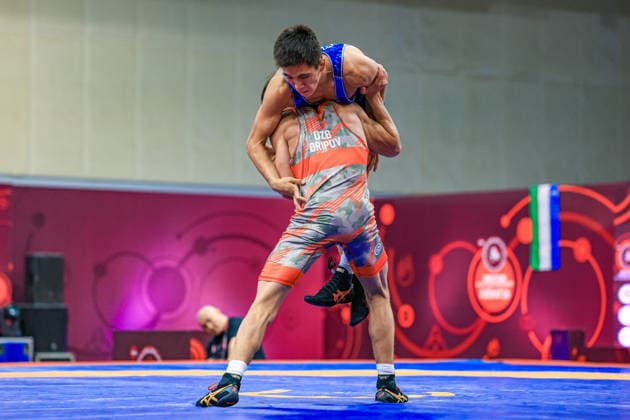 U20 Wrestling Asian Championships 2026 60kg GR - Dostonbek Oripov (UZB) df. Alpamys Bolatuly (KAZ) *** 2026 U20 Asian Wrestling Championships, 60 kg Greco-Roman: Dostonbek Oripov (UZB) def. Alpamys Bolatuly (KAZ) Copyright: xKadirxCaliskanx xUnitedxWorldxWrx Kadir Caliskan United World Wr