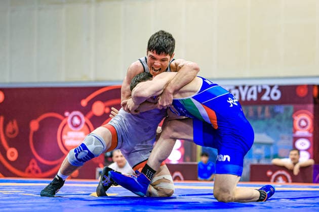U20 Wrestling Asian Championships 2026 82kg GR - Alireza Abbas Mohammad Hosseini (IRI) df. Bekmurod Rustamov (UZB) *** 2026 U20 Asian Wrestling Championships, 82kg Greco-Roman: Alireza Abbas Mohammad Hosseini (IRI) defeated Bekmurod Rustamov (UZB) Copyright: xKadirxCaliskanx xUnitedxWorldxWrx Kadir Caliskan United World Wr