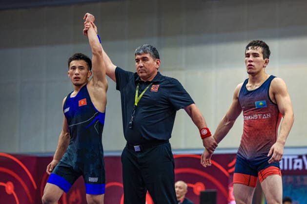 U20 Wrestling Asian Championships 2026 67kg GR - Myrzakadyr Urmatbekovich Kulmamatov (KGZ) df. Dosbol Shamil (KAZ) *** 2026 U20 Asian Wrestling Championships, 67 kg Greco-Roman: Myrzakadyr Urmatbekovich Kulmamatov (KGZ) def. Dosbol Shamil (KAZ) Copyright: xKadirxCaliskanx xUnitedxWorldxWrx Kadir Caliskan United World Wr
