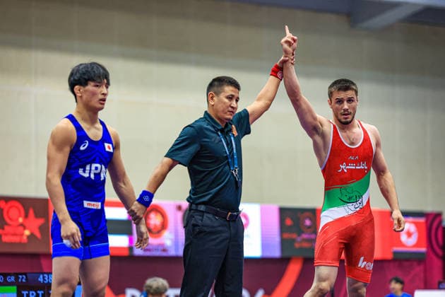 U20 Wrestling Asian Championships 2026 72kg GR - Mohammad Hossein Kazemi (IRI) df. Tsubasa Eguchi (JPN) *** 2026 U20 Asian Wrestling Championships, 72kg Greco-Roman: Mohammad Hossein Kazemi (IRI) defeated Tsubasa Eguchi (JPN) Copyright: xKadirxCaliskanx xUnitedxWorldxWrx Kadir Caliskan United World Wr