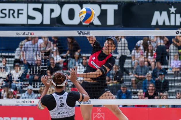GSTAAD, SWITZERLAND - JULY 1: Tanja Hüberli (Player No. 2, SUI) during the Beach Pro Tour - Elite 16 at Gstaad on July 1, 2026 in Gstaad, Switzerland. Switzerland Copyright: xPeterxWeberx