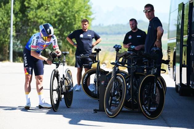 Belgian Remco Evenepoel of Red Bull-BORA-hansgrohe pictured before a training ahead of the 2026 Tour de France cycling race, Thursday 02 July 2026, in Barcelona, Spain. The 113th edition of the Tour de France starts on Saturday 4 July in Barcelona, Spain, and will finish in Paris, France on the 26th of July. DAVIDxPINTENS  x180150748x