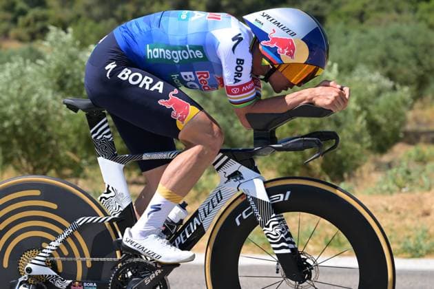 Belgian Remco Evenepoel of Red Bull-BORA-hansgrohe pictured in action during a time trial training ahead of the 2026 Tour de France cycling race, Thursday 02 July 2026, in Barcelona, Spain. The 113th edition of the Tour de France starts on Saturday 4 July in Barcelona, Spain, and will finish in Paris, France on the 26th of July. DAVIDxPINTENS  x180151037x