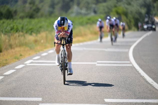 Belgian Remco Evenepoel of Red Bull-BORA-hansgrohe pictured in action during a time trial training ahead of the 2026 Tour de France cycling race, Thursday 02 July 2026, in Barcelona, Spain. The 113th edition of the Tour de France starts on Saturday 4 July in Barcelona, Spain, and will finish in Paris, France on the 26th of July. DAVIDxPINTENS  x180151455x