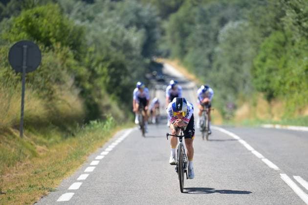 Belgian Remco Evenepoel of Red Bull-BORA-hansgrohe pictured in action during a time trial training ahead of the 2026 Tour de France cycling race, Thursday 02 July 2026, in Barcelona, Spain. The 113th edition of the Tour de France starts on Saturday 4 July in Barcelona, Spain, and will finish in Paris, France on the 26th of July. DAVIDxPINTENS  x180153255x