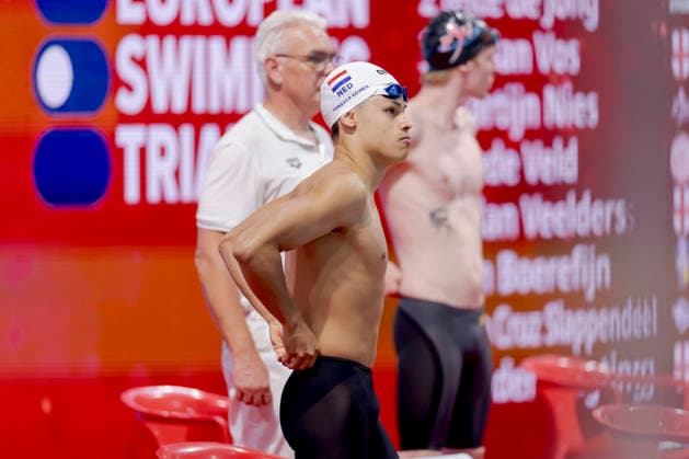 2026-07-02 European Swimming Trials EINDHOVEN, NETHERLANDS - JULY 2: Tiago Fonseca Gomes of the Netherlands before competing in the Men s 400m Freestyle during European Swimming Trials at Tongelreep National Swimming Centre on July 2, 2026 in Eindhoven, Netherlands. (Photo by Joris Verwijst BSR Agency) Eindhoven Netherlands Content not available for redistribution in The Netherlands directly or indirectly through any third parties. Copyright: xBSRxAgencyx