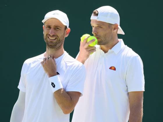 Belgian Sander Gille and Dutch Sem Verbeek pictured at a first round game between Indian-Brazilian pair Balaji-Demoliner and Belgian-Dutch pair Gille-Verbeek in the Men s doubles at the Wimbledon grand slam tennis tournament in London, Britain, Thursday 02 July 2026. BENOITxDOPPAGNE  x180158761x