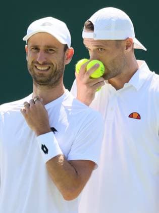 Belgian Sander Gille and Dutch Sem Verbeek pictured at a first round game between Indian-Brazilian pair Balaji-Demoliner and Belgian-Dutch pair Gille-Verbeek in the Men s doubles at the Wimbledon grand slam tennis tournament in London, Britain, Thursday 02 July 2026. BENOITxDOPPAGNE  x180160607x