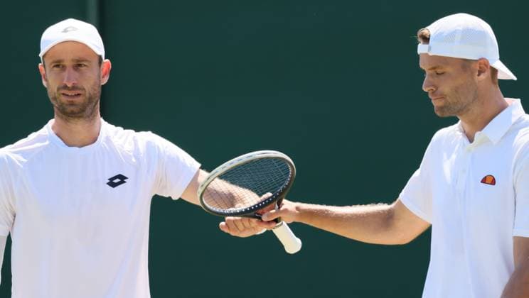 Belgian Sander Gille and Dutch Sem Verbeek pictured at a first round game between Indian-Brazilian pair Balaji-Demoliner and Belgian-Dutch pair Gille-Verbeek in the Men s doubles at the Wimbledon grand slam tennis tournament in London, Britain, Thursday 02 July 2026. BENOITxDOPPAGNE  x180160615x