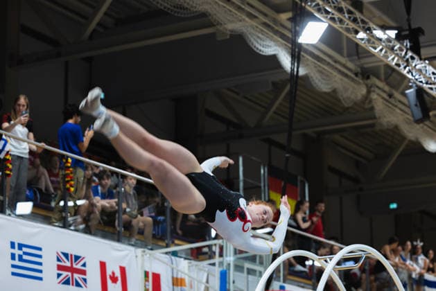 Wheel Gymnastics World Championships 2026 Rhönrad Weltmeisterschaft 2026 in der Sparkassen Arena Göttingen. Tag 02. Deutschland, Göttingen am 02. Juli 2026: Tag Zwei der Weltmeisterschaft in Rhönrad mit über 250 Athletinnen und Athleten aus 17 Nationen. Sarah Henning aus Deutschland in der Disziplin Sprung (Vault). *** 2026 World Championships in Wheel Gymnastics: 2026 Rhönrad World Championships at the Sparkassen Arena in Göttingen, Day 2, Germany, Göttingen on July 2, 2026 Day Two of the Rhönrad World Championships with over 250 athletes from 17 nations Sarah Henning from Germany in the vault event