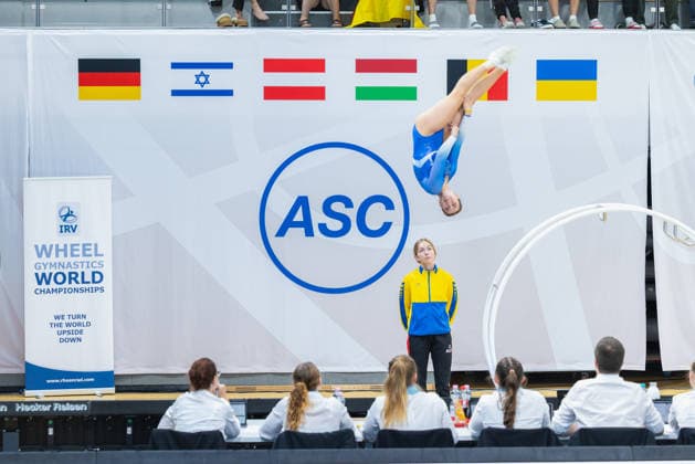 Wheel Gymnastics World Championships 2026 Rhönrad Weltmeisterschaft 2026 in der Sparkassen Arena Göttingen. Tag 02. Deutschland, Göttingen am 02. Juli 2026: Tag Zwei der Weltmeisterschaft in Rhönrad mit über 250 Athletinnen und Athleten aus 17 Nationen. Sofia Babych aus der Ukraine in der Disziplin Sprung (Vault). *** 2026 World Championships in Wheel Gymnastics: 2026 Rhönrad World Championships at the Sparkassen Arena in Göttingen, Day 2, Germany, Göttingen on July 2, 2026 Day two of the Rhönrad World Championships with over 250 athletes from 17 nations Sofia Babych from Ukraine in the vault event